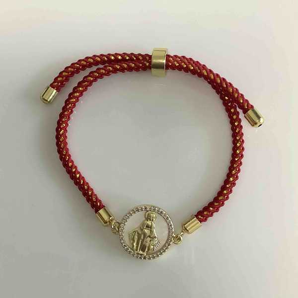 Pulsera Bañado Oro Virgen en Nacal Hilo Colores Ajustable