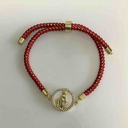 Pulsera Bañado Oro Virgen en Nacal Hilo Colores Ajustable