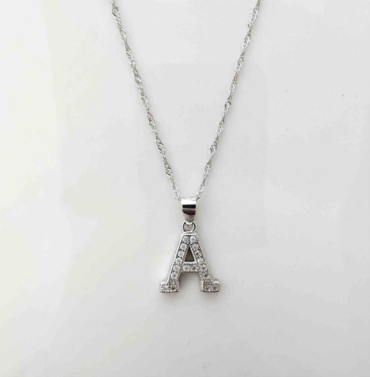 Collar Plata925 Letra A Circones