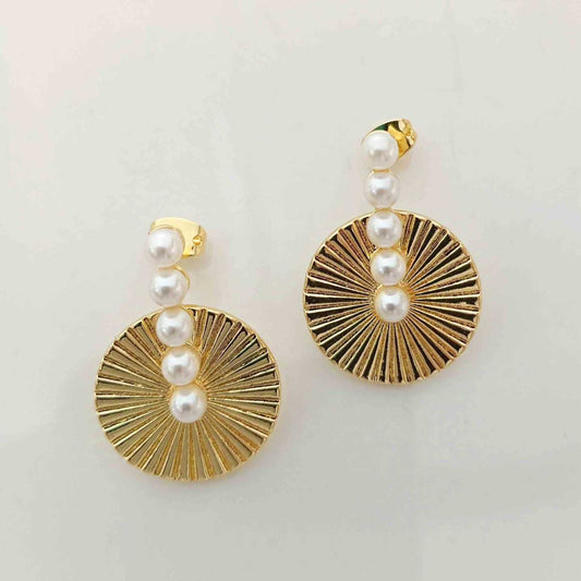Aro Bañado Oro 18k Perlas Colgante Redondo