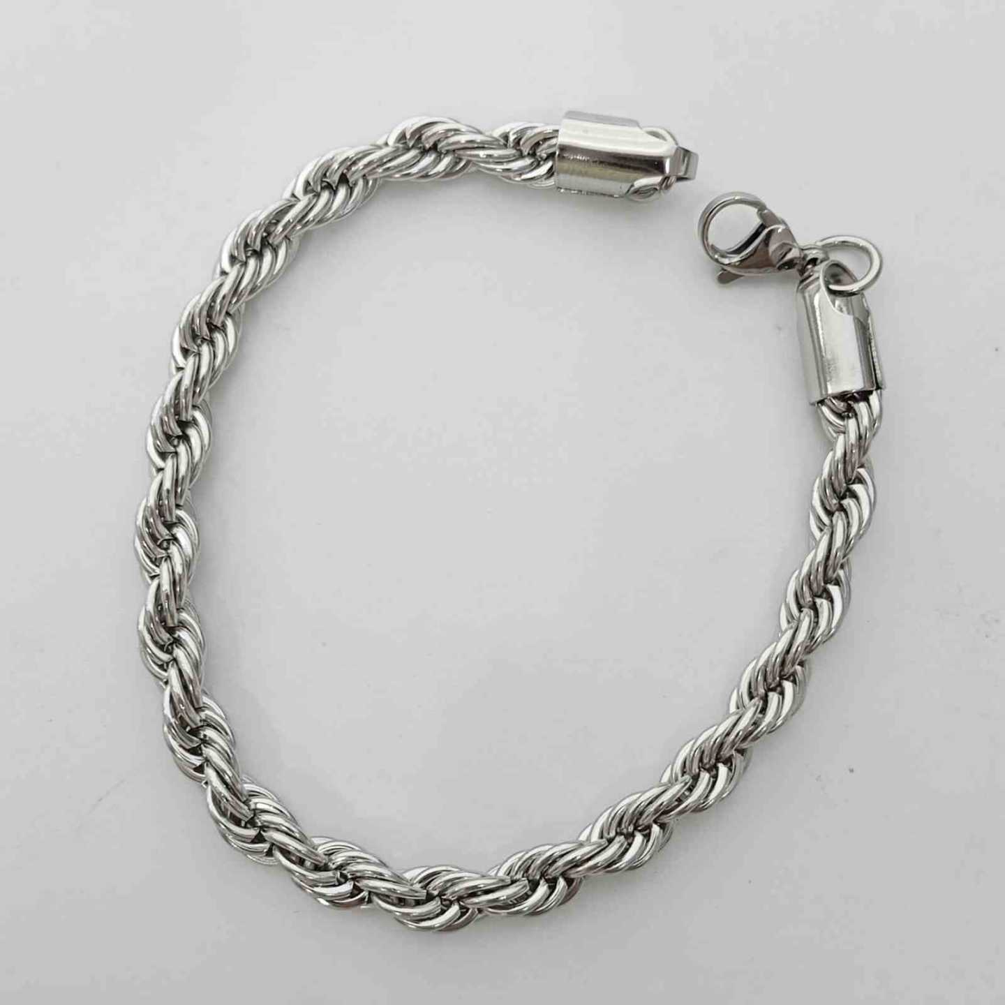 Pulsera Acero Plateado Turbillon Gruesa