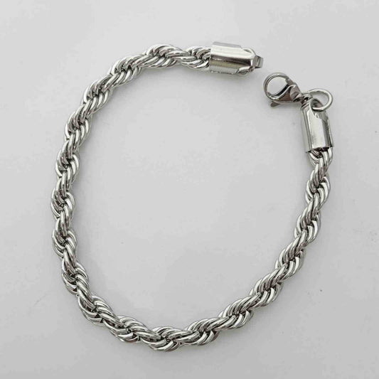 Pulsera Acero Plateado Turbillon Gruesa