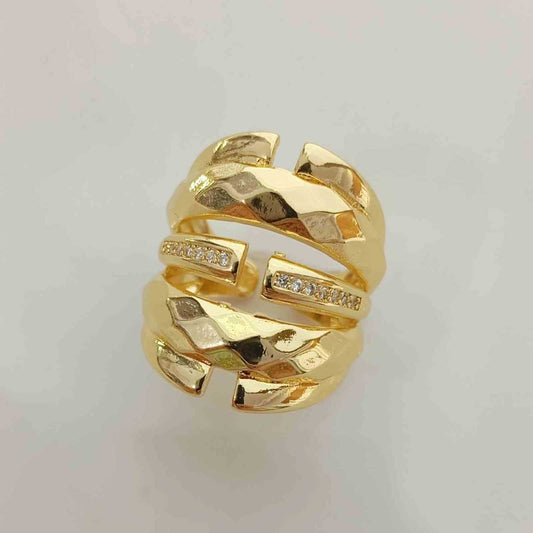 Anillo Bañado en Oro 5 Formas Lineas Circones Ajustable 