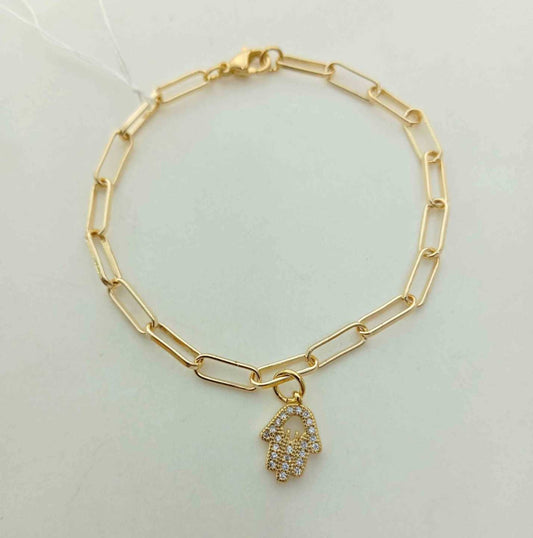 Pulsera Bañado en Oro Colgante Manito Circones Colores