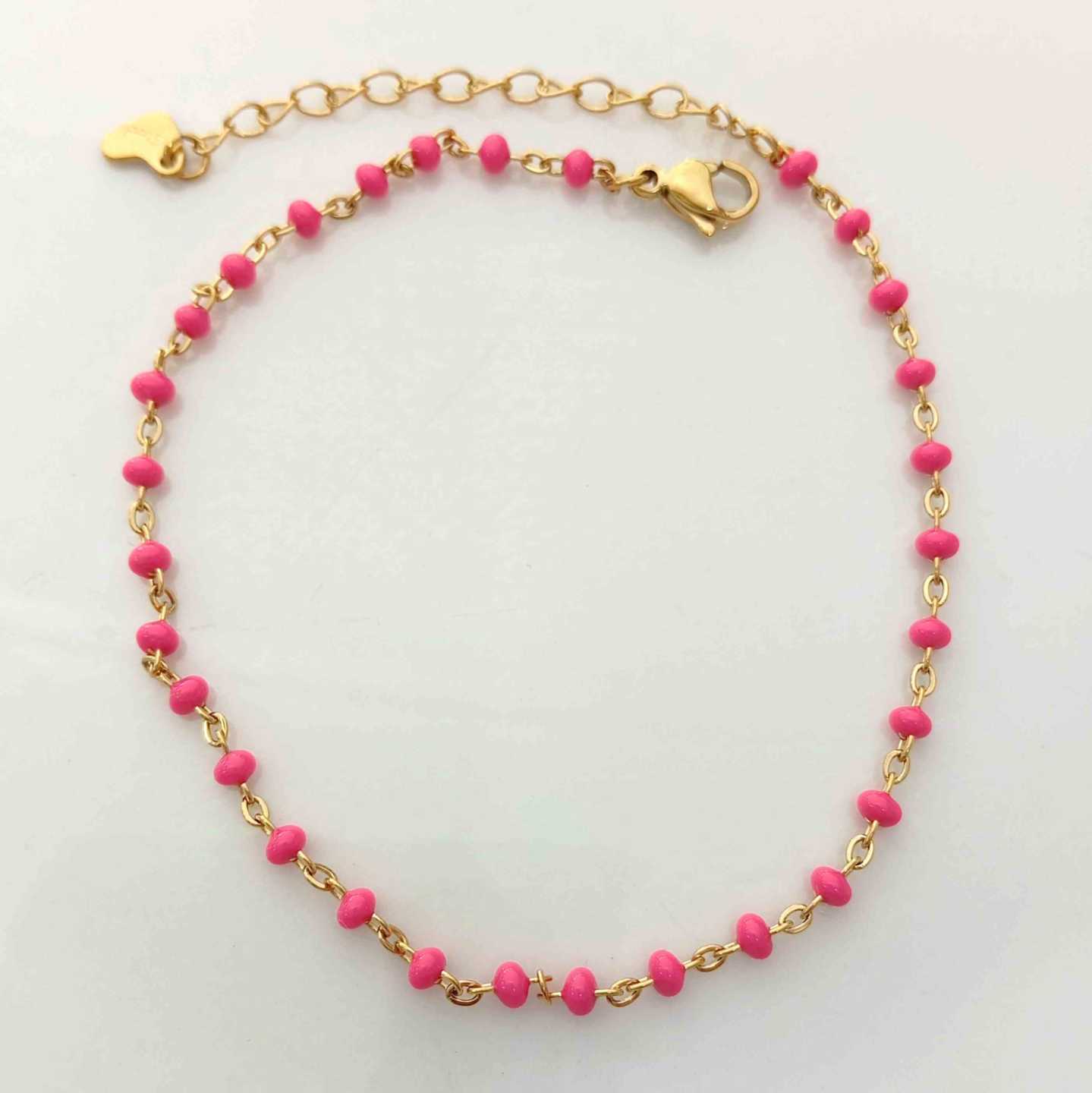 Tobillera Dorada Plastica Fucsia