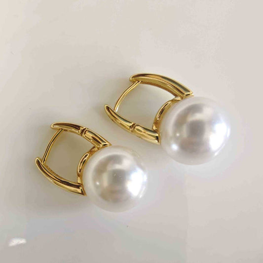 Aro Bañado Oro Argolla Colgante Perla 13mm