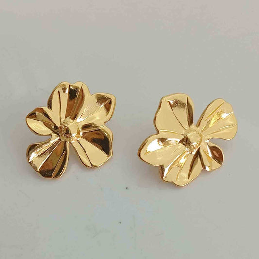 Aro de Acero Quirugico Dorado Flor Medio 