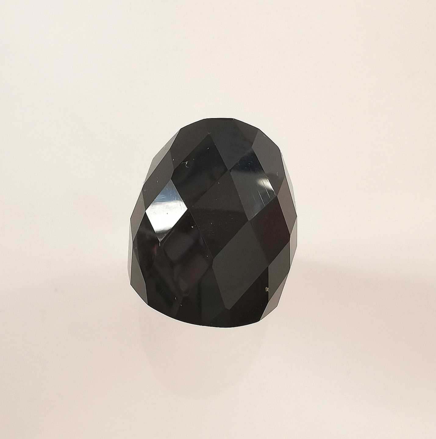 Anillo Acero inoxidable Plateado Cristal Negro Ovalado