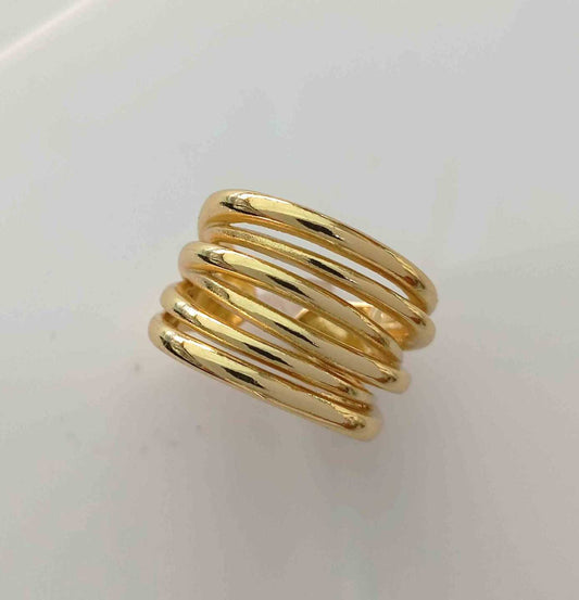 Anillo Bañado En Oro 18k 6 Lineas Ajustable