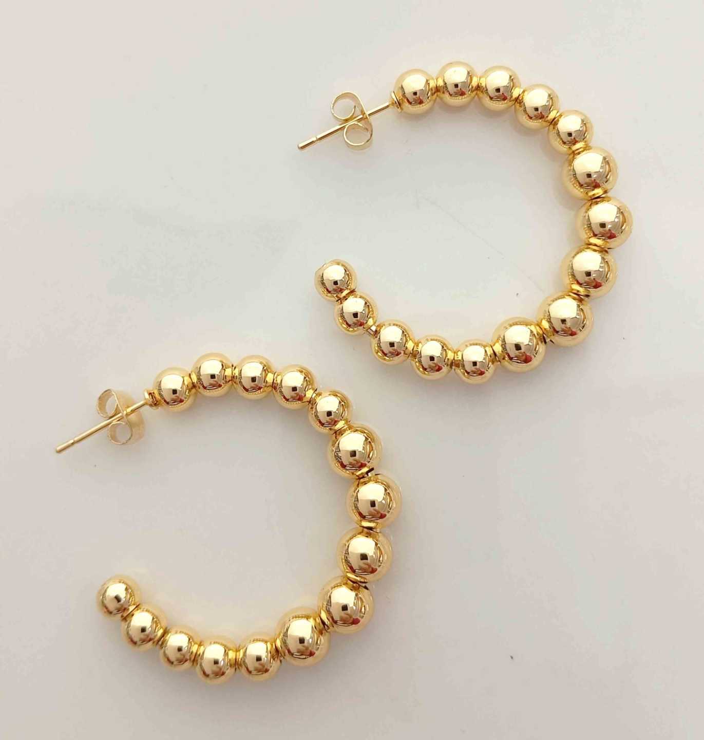 Aro Bañado Plata o Oro 18K  Argolla Pelotitas Grande