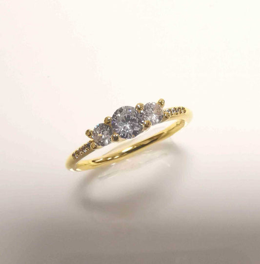 Anillo Bañado Oro 3 Circones Corridas Medio Cintillo
