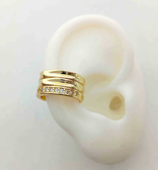 Aro Ear Cuff Bañado Oro Ancho Cintillo al Lado