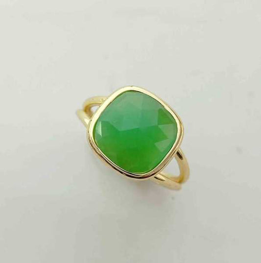 Anillo Bañado Oro Piedras Cuadrado