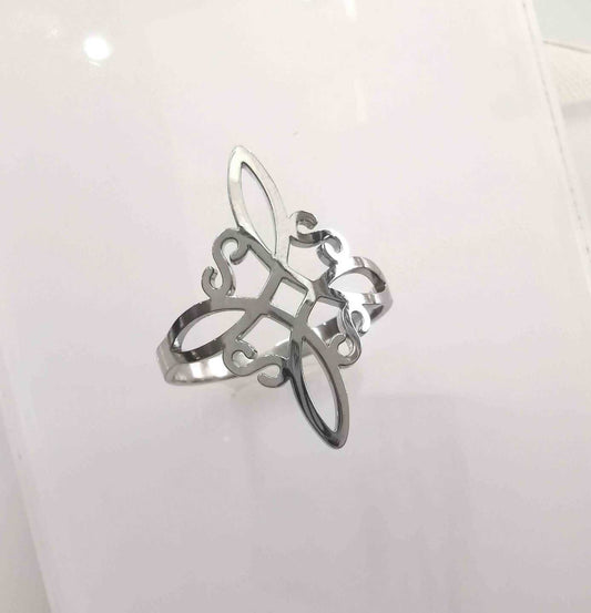 Anillo Acero inoxidable Acero Plateado nudo de bruja Ajustable