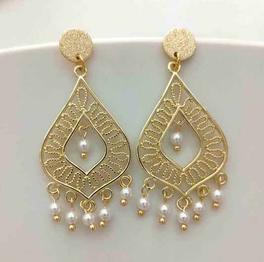 Aro Bañado En Oro Gota Mandalas y Piedras
