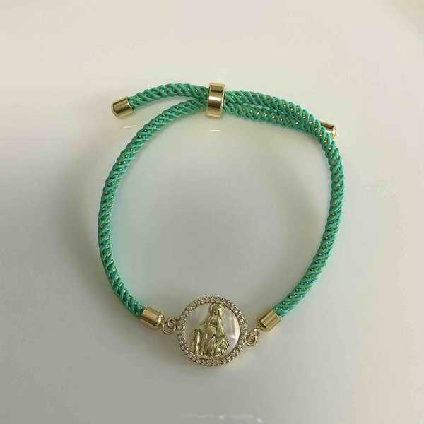 Pulsera Bañado Oro Virgen en Nacal Hilo Colores Ajustable