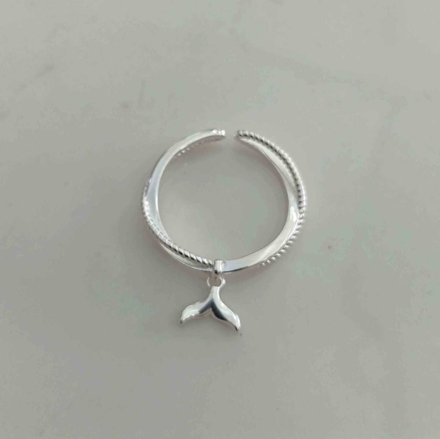 Anillo Plata925 Abierta Retorcido Colgande Cola de Bellena