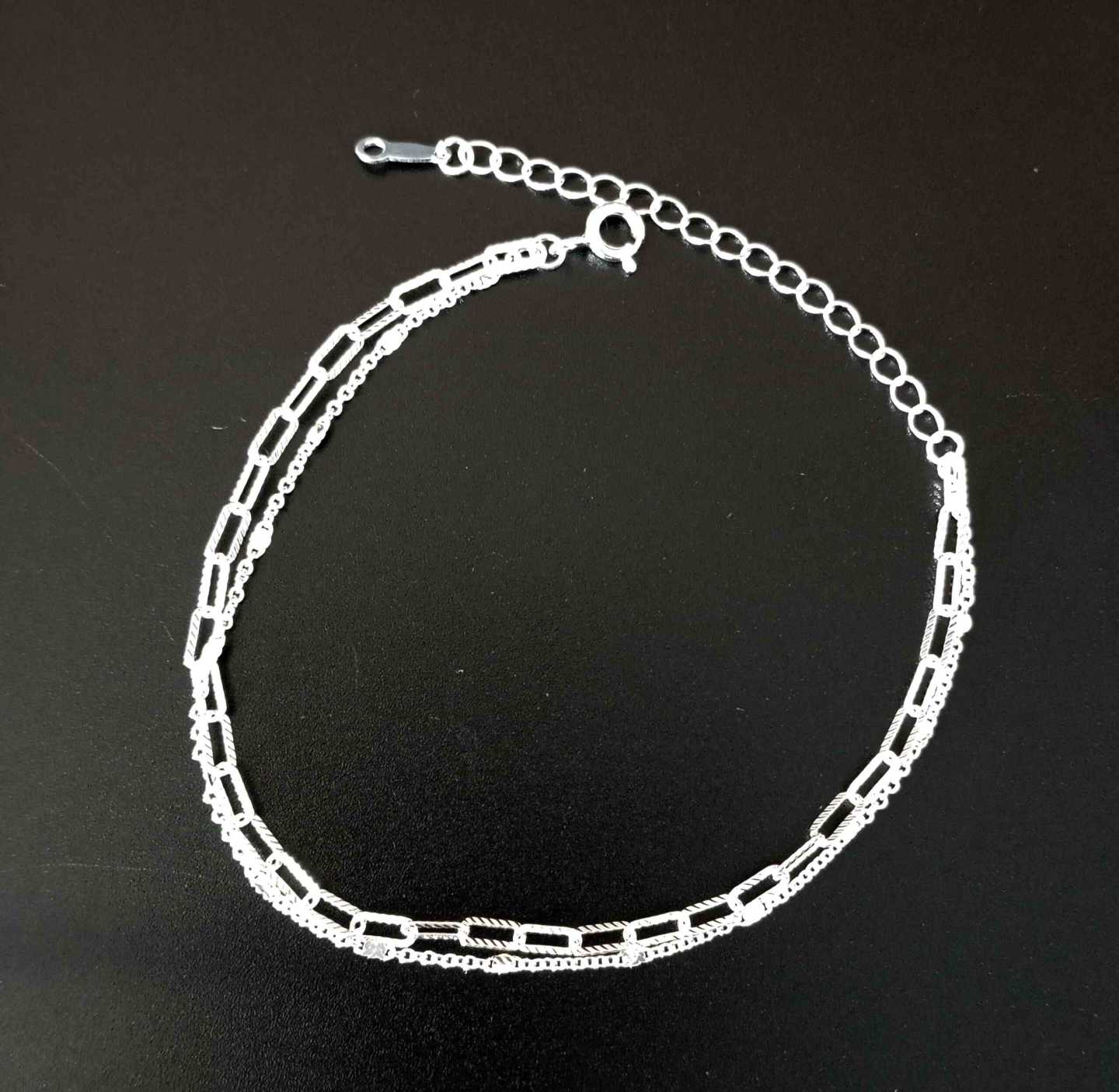 Pulsera Plata925 2 Forma Cadena Lisa