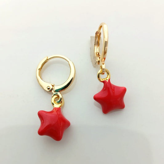 Aro Bañado Oro Argolla Estrella Rojo