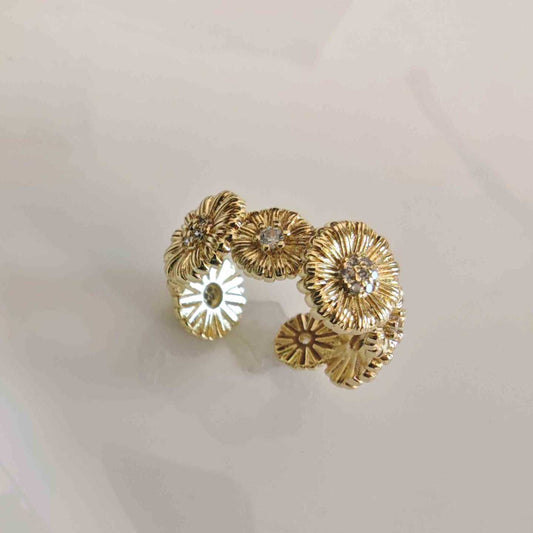Anillo Bañado en Oro Redondo Grande y Pequeño Ajustable