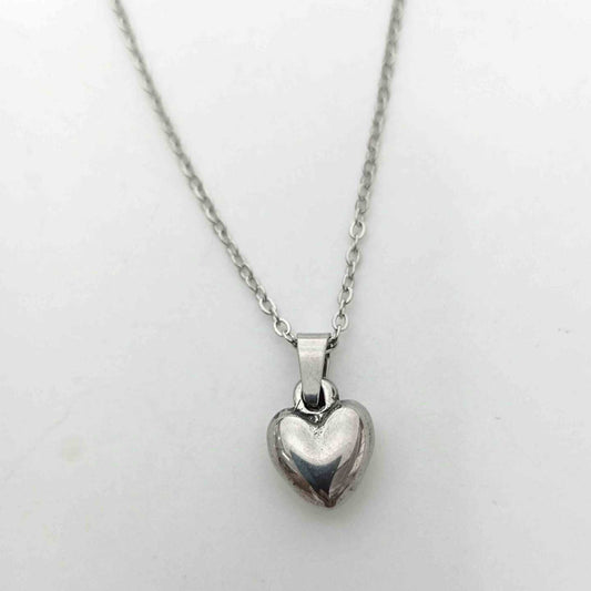 Collar Plateado o Dorado Corazon Liso Chica 13x11mm