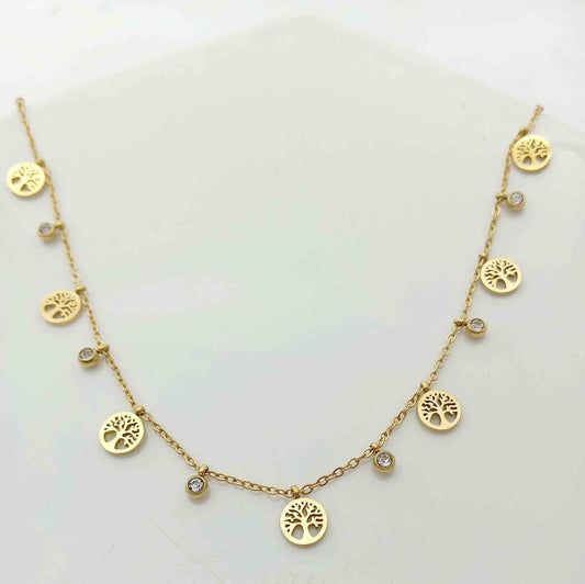 Collar Dorada 7 Arbol y 6 Circnes