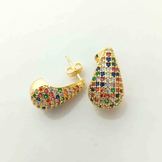 Aro Bañado Oro Colgante Gota Circones Colores