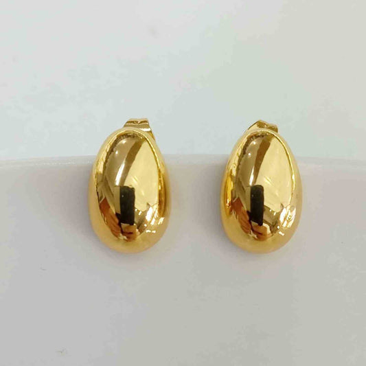 Aro de Acero Dorado Esfera Elíptica Medio 13x9mm