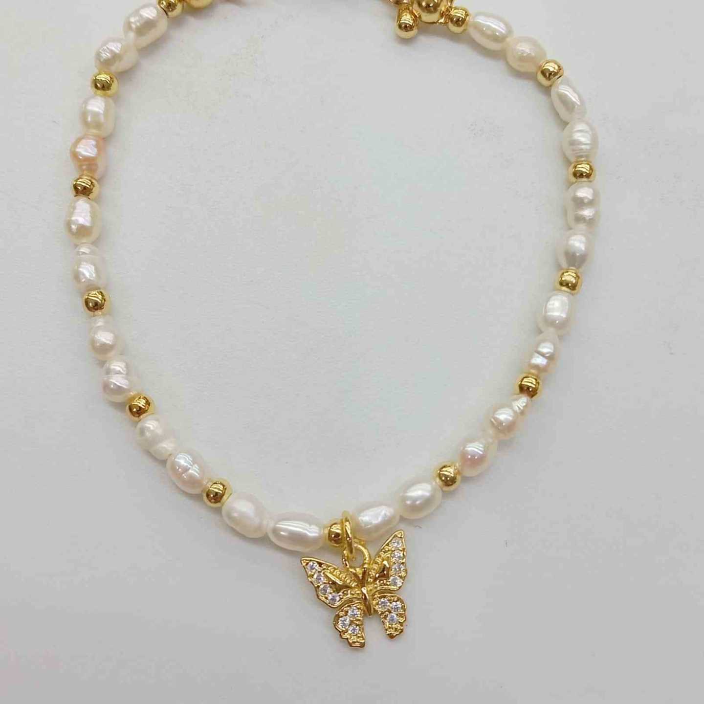 Pulsera Bañado en Oro 18K Perla Rio Colgante Varios Dijes