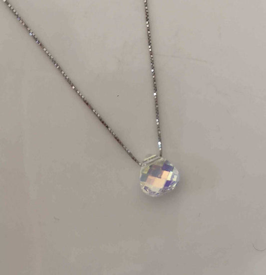 Collar Plata925 Cristal Cota Cordo AB 45cm Ajustable