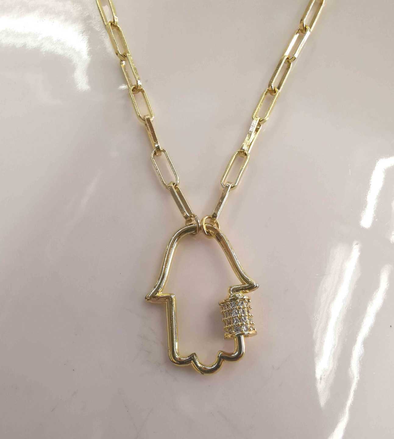 Collar Bañado en Oro Bloche Mano Circones