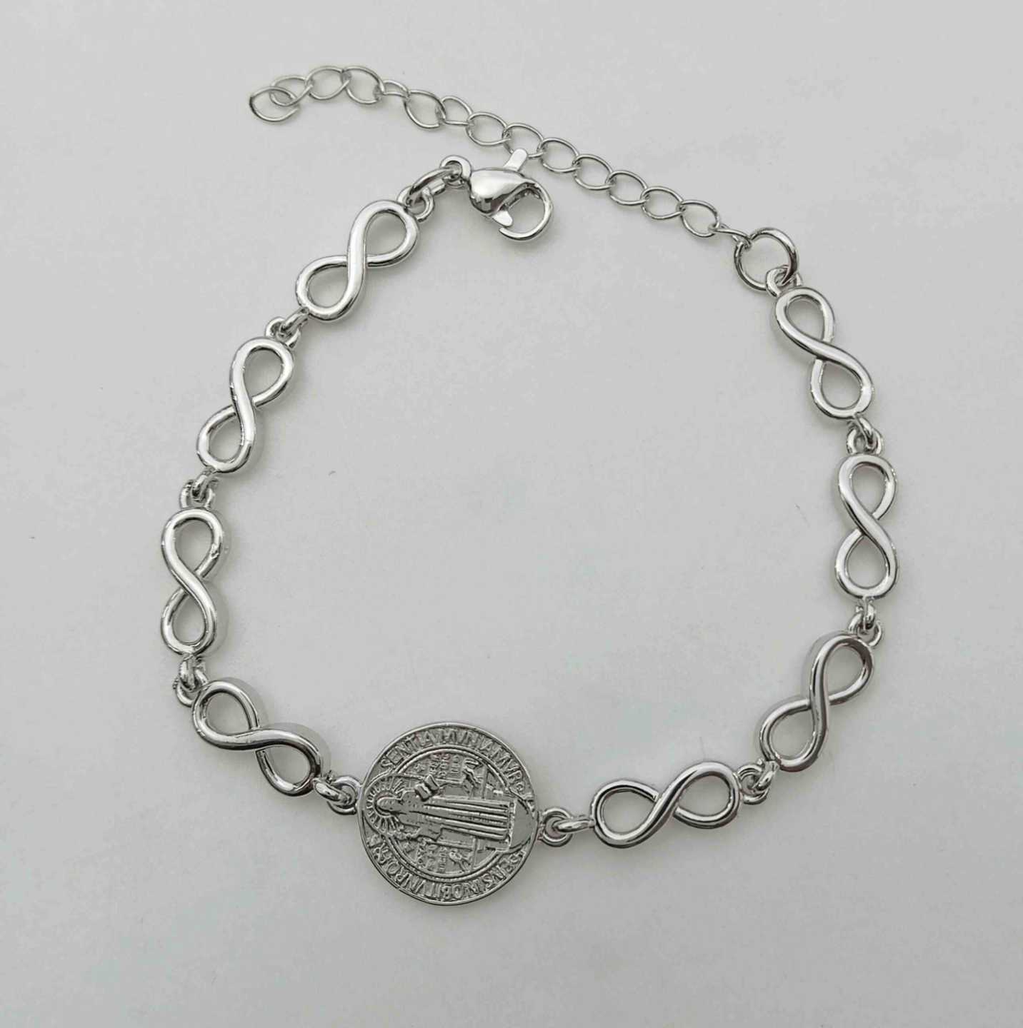 Pulsera Bañado en Plata Cadena Infinido San Benito
