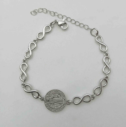 Pulsera Bañado en Plata Cadena Infinido San Benito