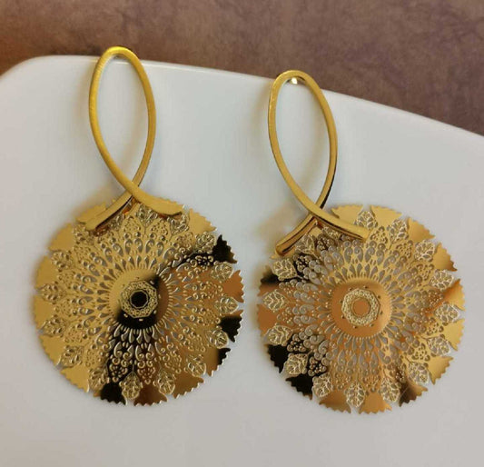 Aro Dorado Pescado Forma Colgante Mandala