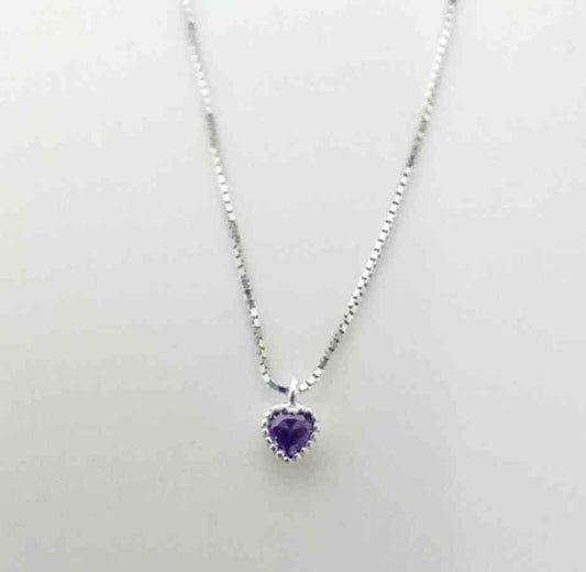 Collar Plata925 Corazon Mini Circon Purpura
