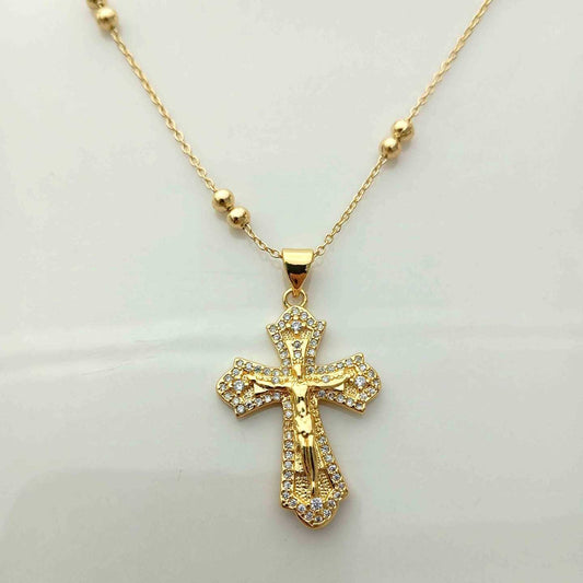 Collar Bañado Oro Cruz Circones 30x20mm