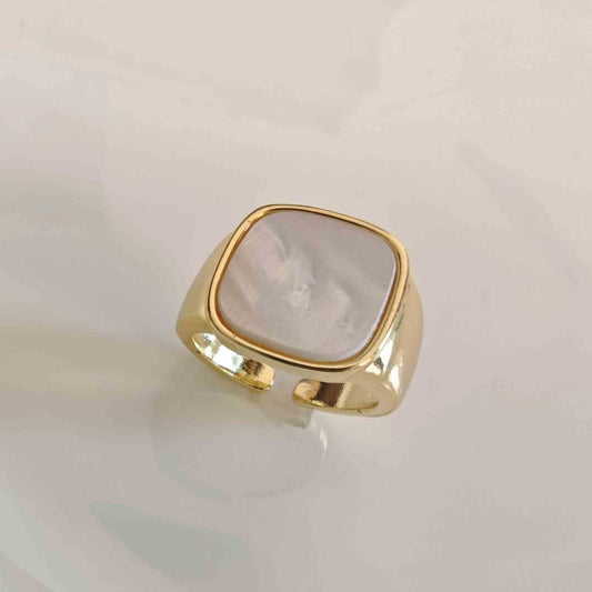 Anillo Bañado Oro Cuadrada Nacal Ajustable