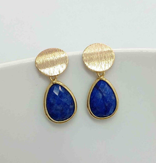 Aro Bañado en Oro 18K Colgante Piedras Lapizlazuli Forma Cota