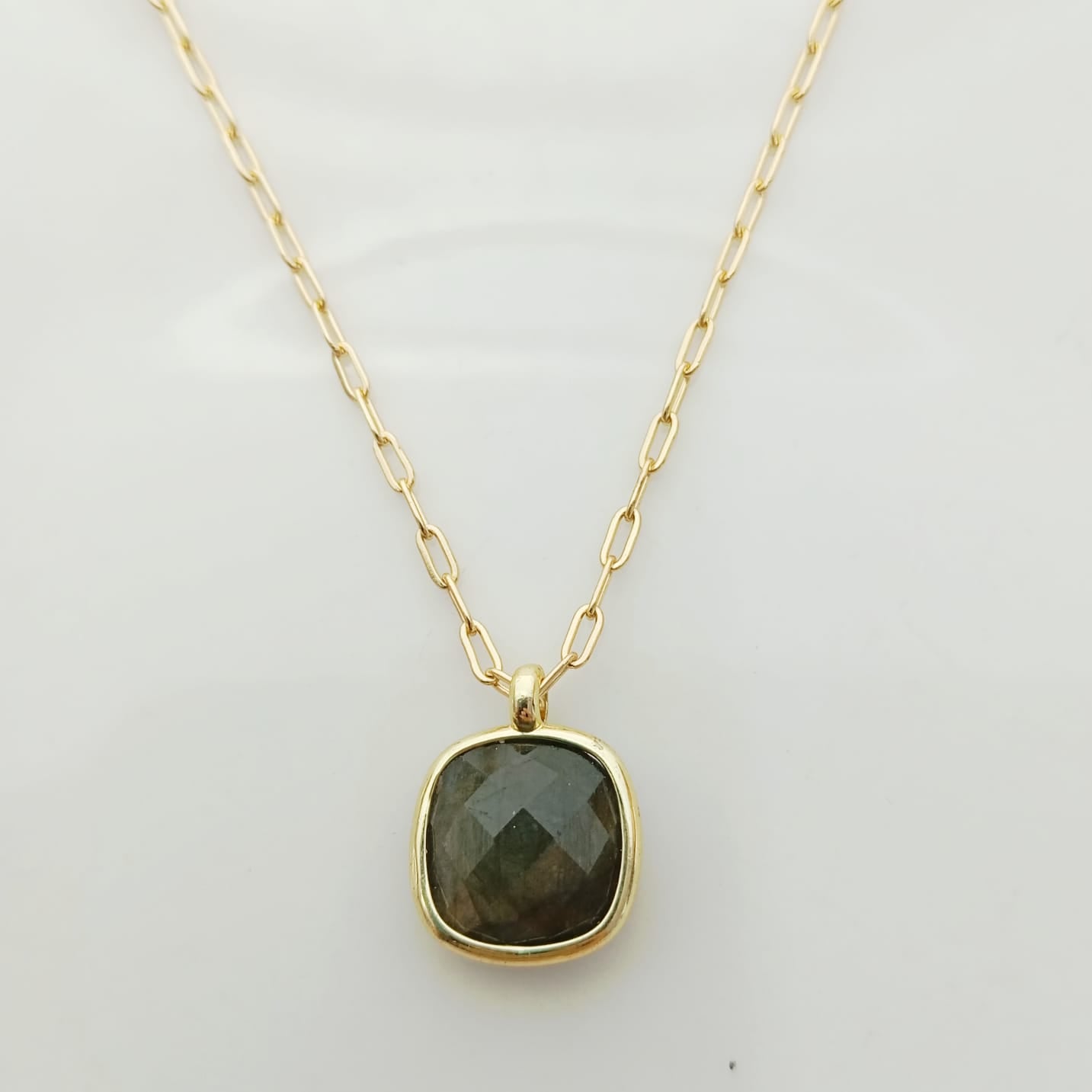 Collar Bañado en Oro 18K Colgante Piedras