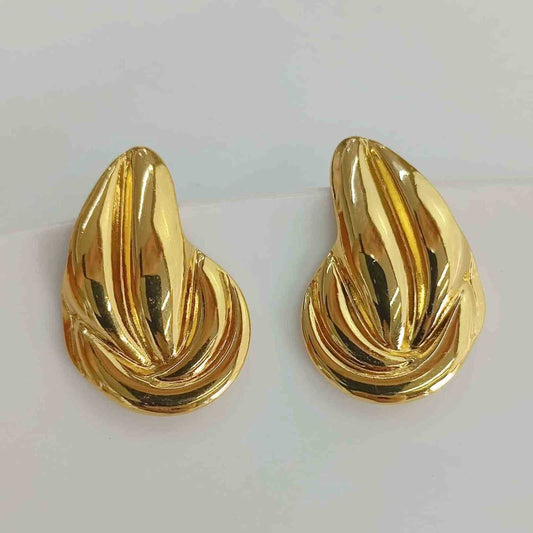 Aro de Acero Dorado Gota Irrecular 30x20mm