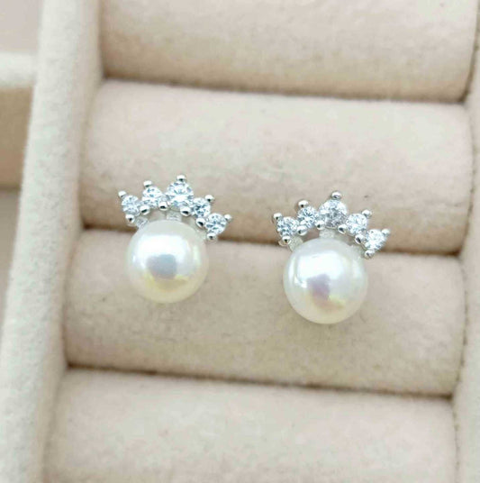 Aro Plata925 Perla Rio Con Corona Circones