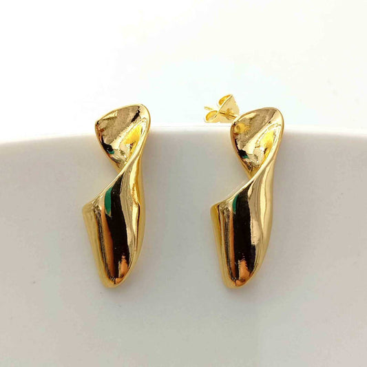 Aro Bañado en Oro 18k Placa Torcido