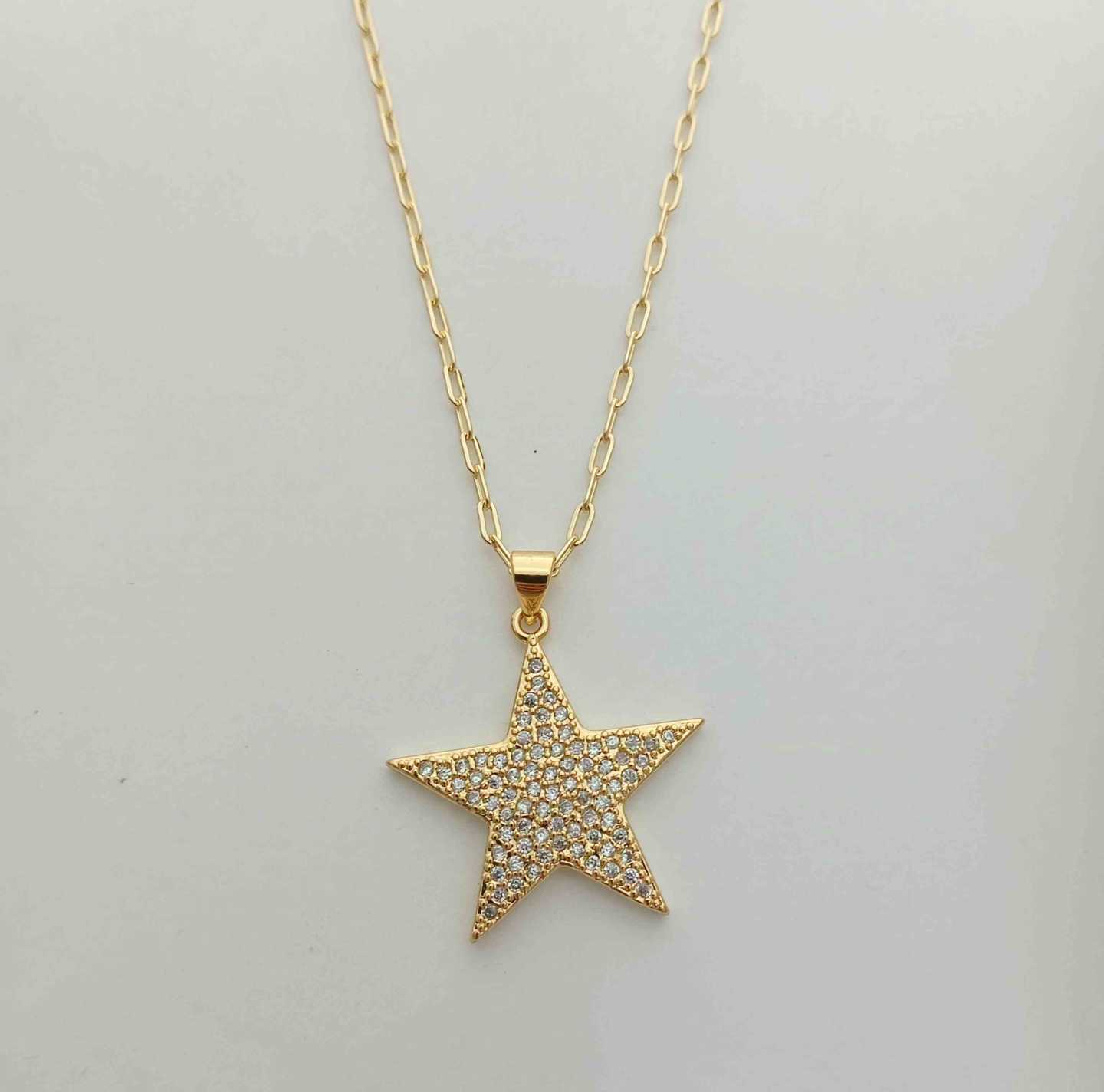Collar Bañado en Oro 18k Colgante Estrella 50cm