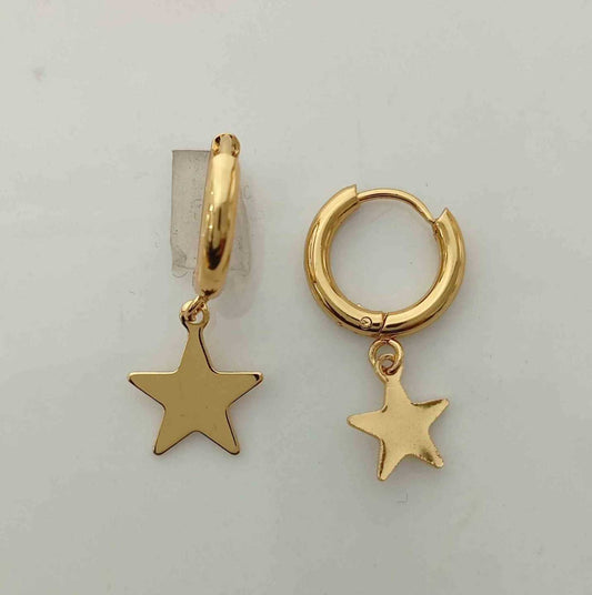 Aro Dorado Argolla 20mm Colgante Estrella
