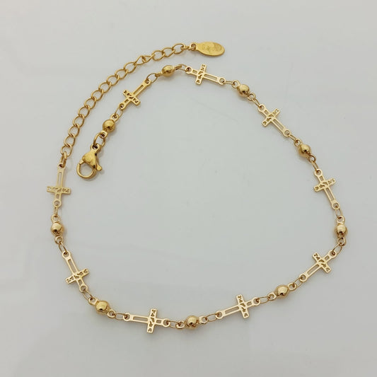 Tobillera Dorado Cruces