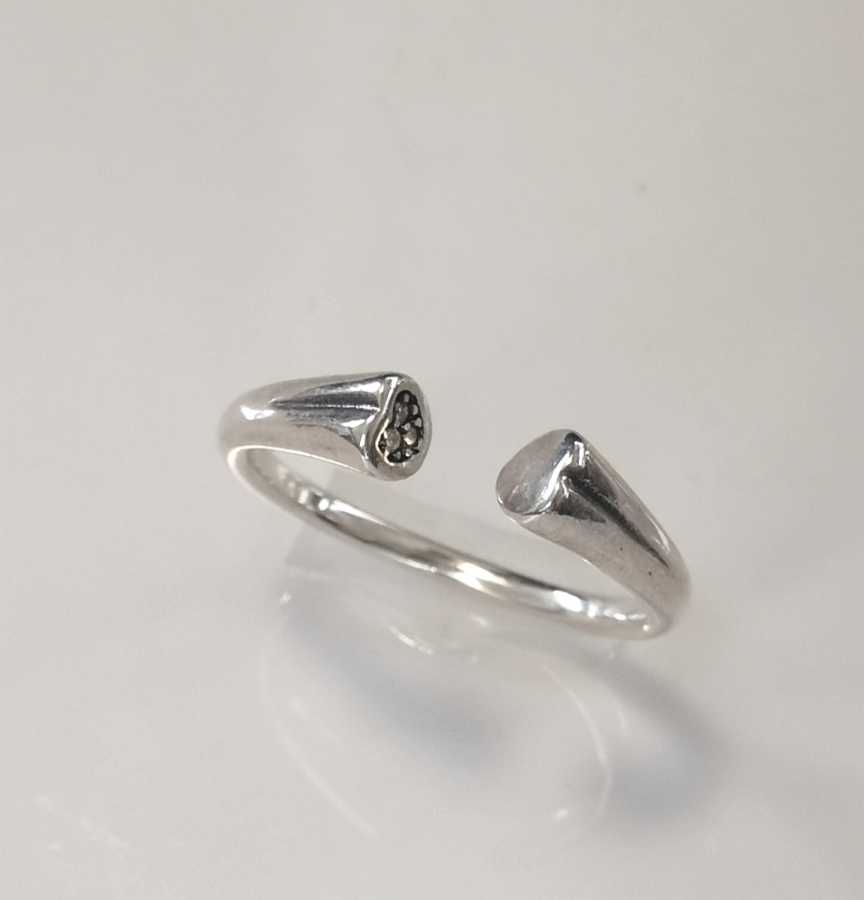 Anillo Plata925 Abierta Coraon 1 Circon 1 Liso