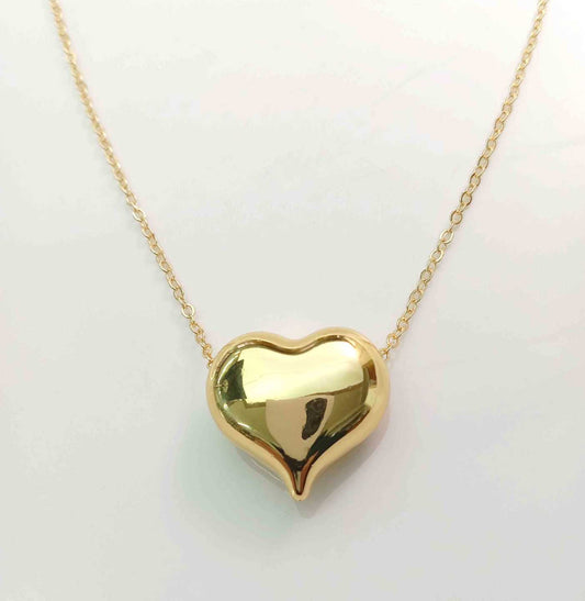 Collar Bañado Oro Corazon Grande 45cm