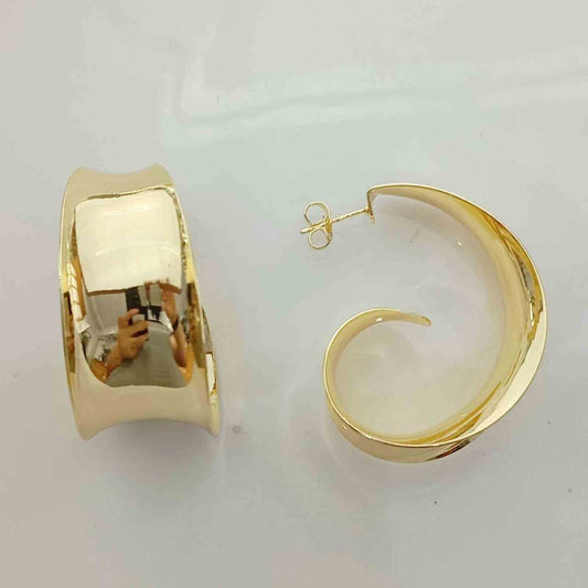 Aro Bañado en Oro Ondulado Cóncavo Liso 40X20mm 