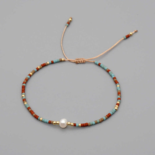Pulsera Miyuki Verde Cafe Y Perla Rio