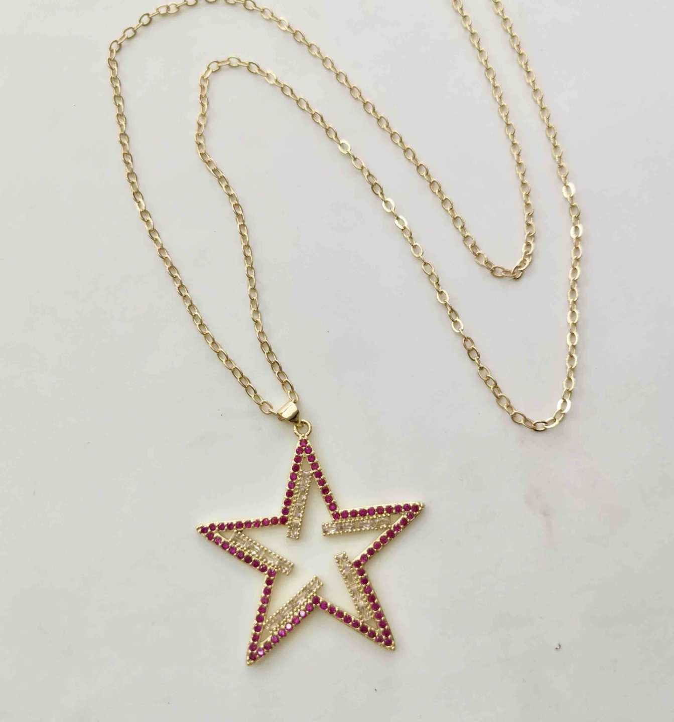 Collar Bañado Oro Estrella Grande Circ. 80cm